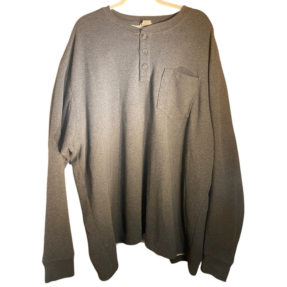 Duluth Men's Henley, Thermal Sherpa Lined, Sweatshirt,  3XL, Waffle Knit, Gray